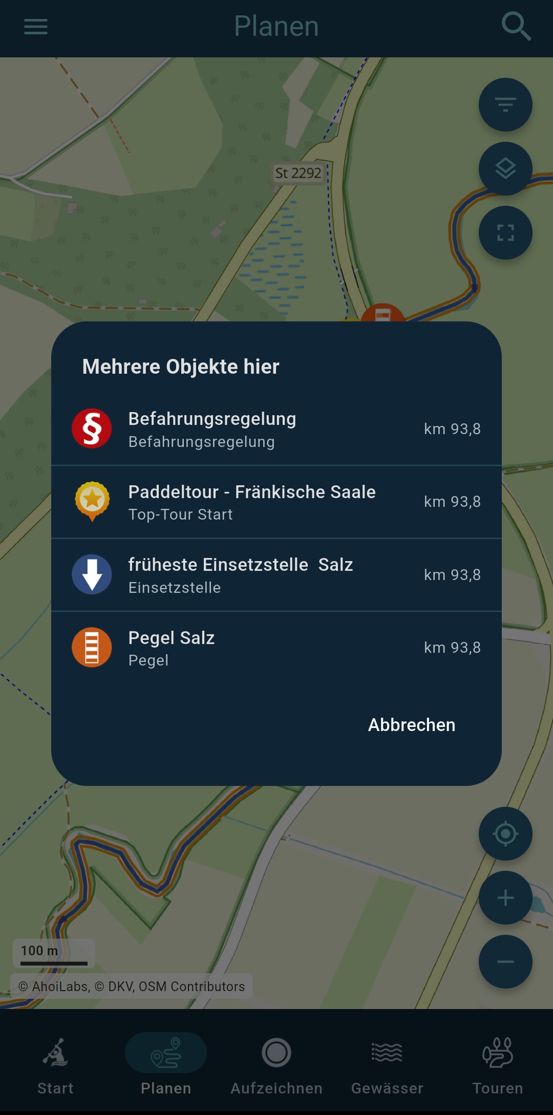 canua version 3 Paddelobjekte auf der Fränkischen Saale südlich von Bad Kissingen