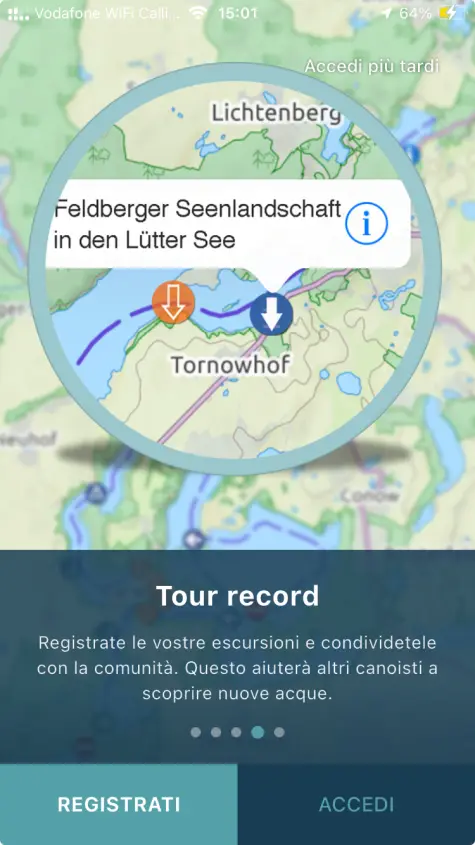 Registra i tuoi tour in pagaia