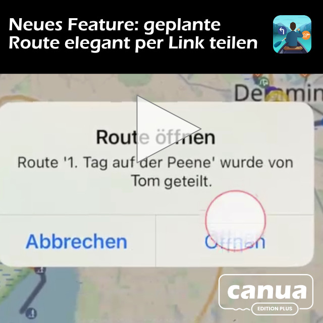 Neues Feature: Direkt aus em canua-Testlabor. Teile deine geplanten Routen jetzt elegant per Link und lade Leute ein mit dir auf Tour zu gehen.