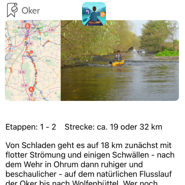 Schönste Tour: Oker - Wochenendabenteuer von Schladen nach Wolfenbüttel und gegebenenfalls weiter nch Braunschweig
